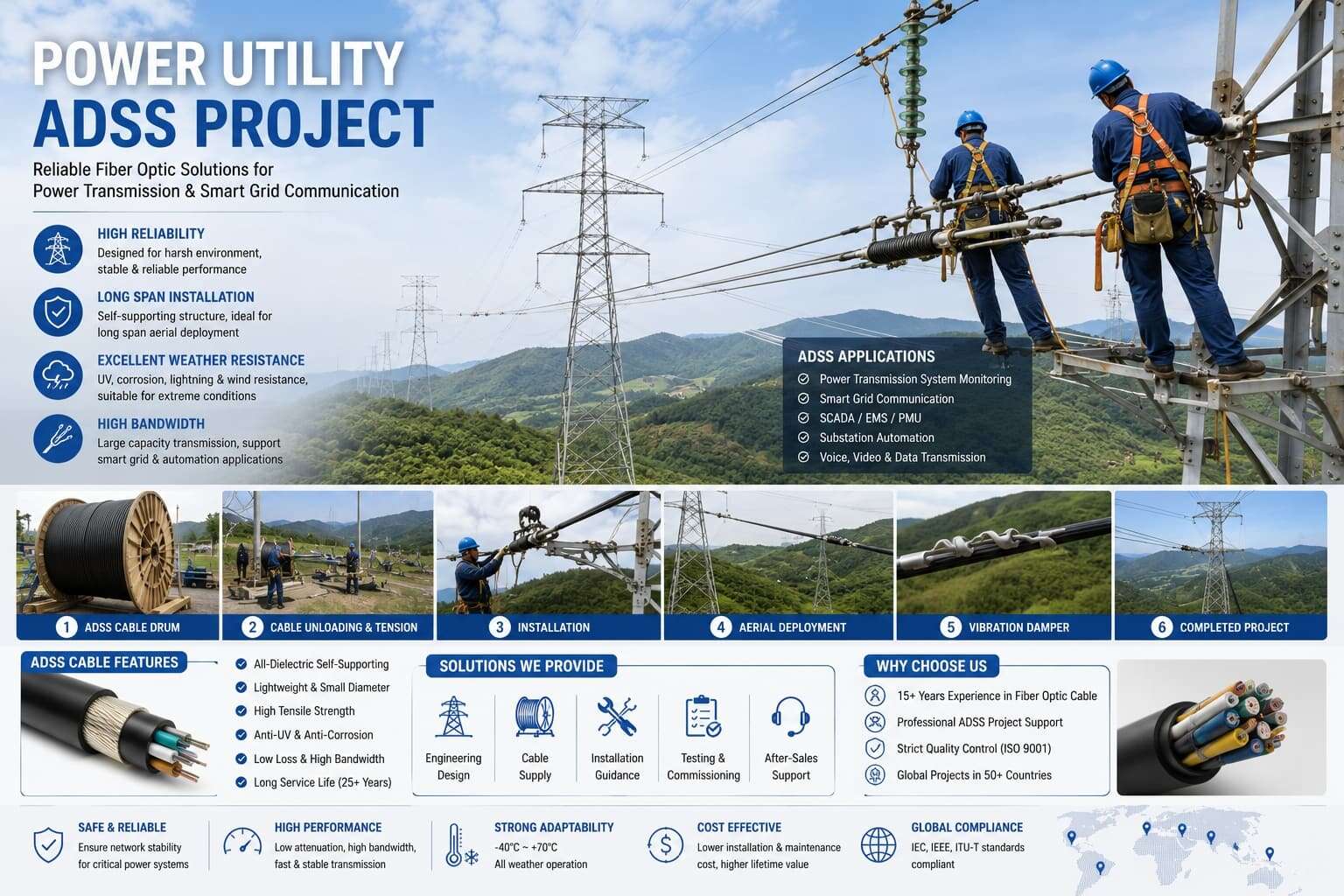 Power Utility ADSS Fiber Optic Cable Project