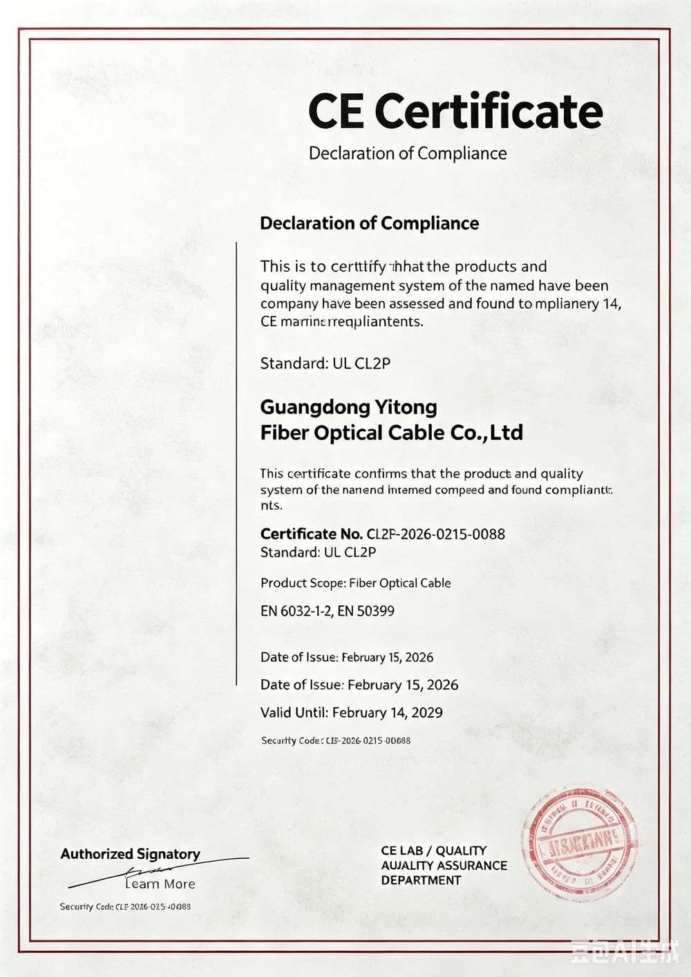 Certificate Of CE Yitofc